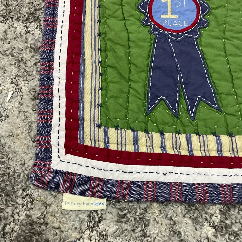 Pottery Barn Kids Sports Patchwork Throw - Red, Blue, Green, White